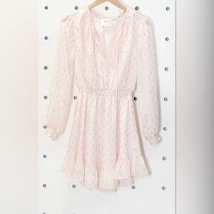 NWT Pink Size M WAYF × BFF Laura Smocked Waist Long Sleeve Minidress